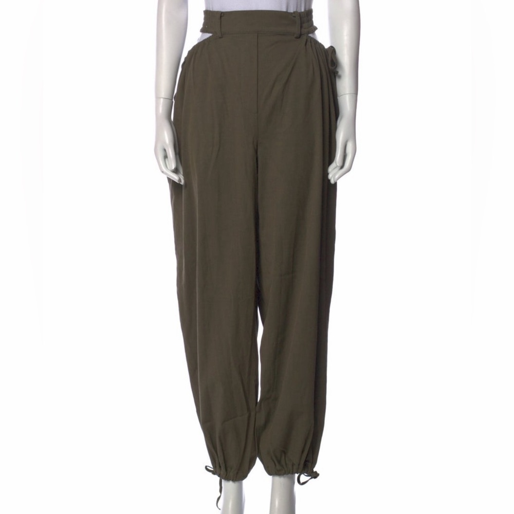 DION LEE
Khaki Green cut-out Gathered Tie Trousers